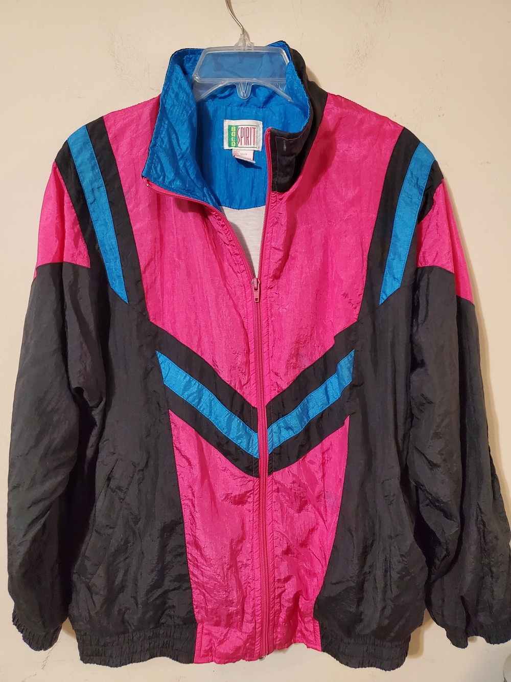 90s Colorblock Windbreaker BOLD Spirit Bomber Jacket Vintage Athleisure Gym Aero